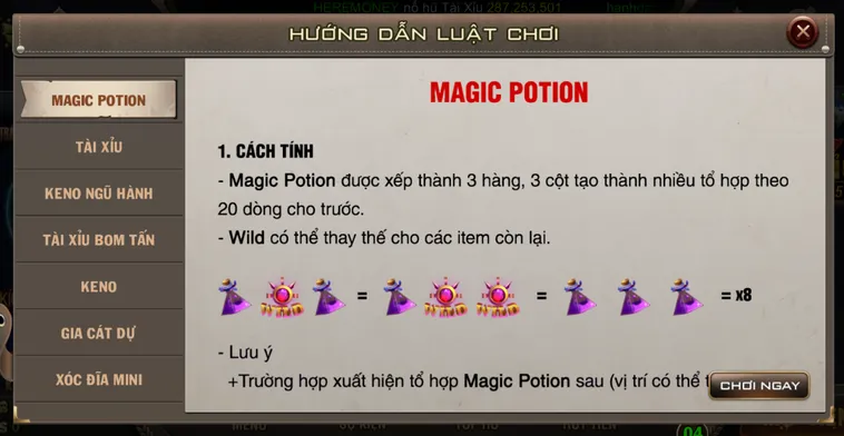 Chinh Phục Thế Giới Phép Thuật Minigame Magic Potion Tại B52 Club Đỉnh Cao