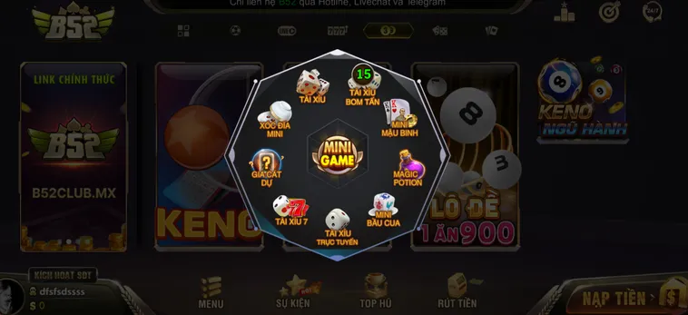 Sảnh Minigame B52 Club Đỉnh Cao Giải Trí Với Cơ Hội Thắng Lớn Mỗi Ngày