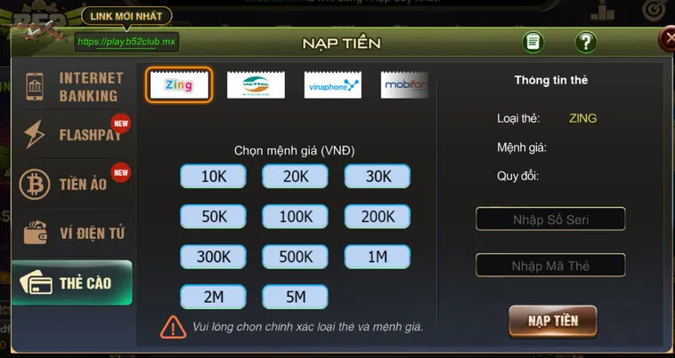 Hướng Dẫn Cách Nạp Tiền B52 Club Siêu Tốc Và Đa Dạng Phương Thức